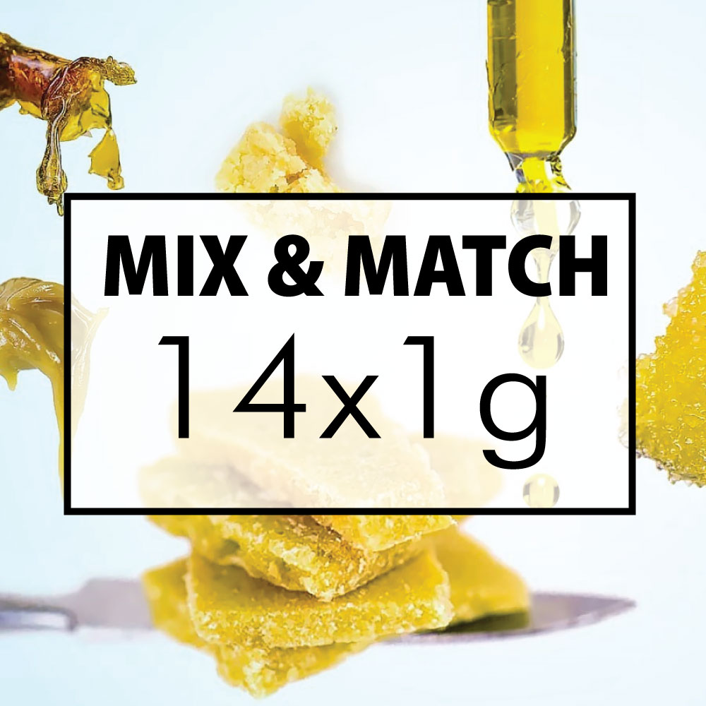 mix n match – budder / live resin / shatter / crumble / wax / caviar: 14x 1g mix n match – budder / live resin / shatter / crumble / wax / caviar: 14x 1g